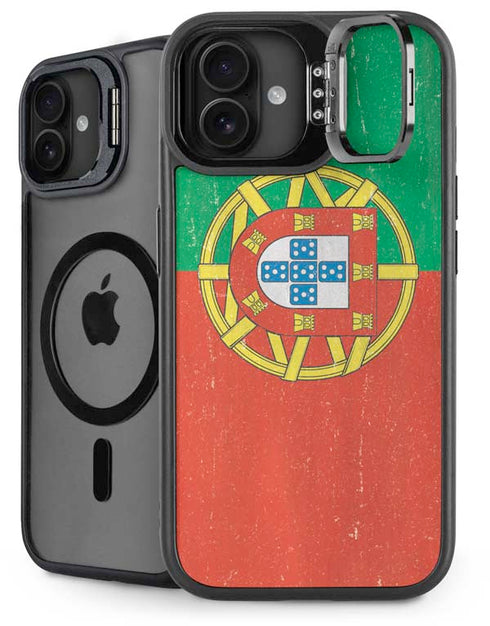 Portugal Flag Distressed iPhone 16 Plus Kickstand Case