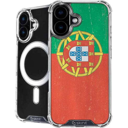Portugal Flag Distressed iPhone 16 Plus MagSafe Case