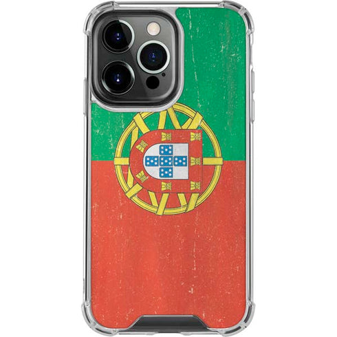 Portugal Flag Distressed iPhone 16 Pro Clear Case