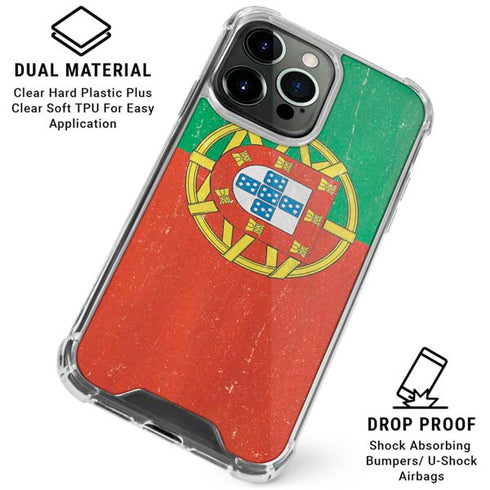 Portugal Flag Distressed iPhone 16 Pro Clear Case