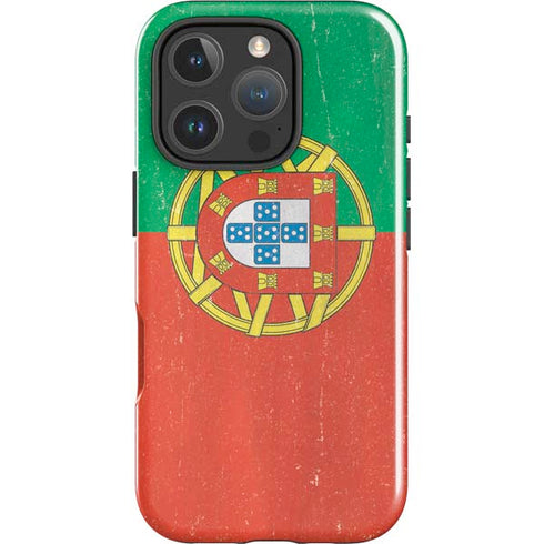 Portugal Flag Distressed iPhone 16 Pro Max Impact Case