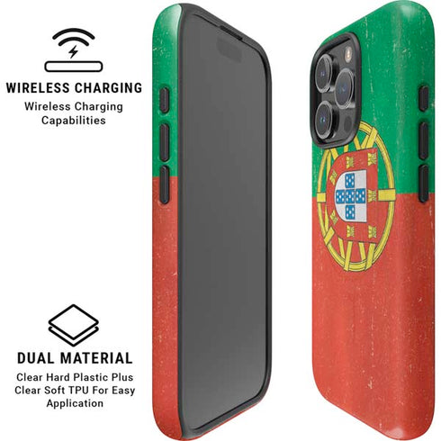 Portugal Flag Distressed iPhone 16 Pro Max Magsafe Impact Case