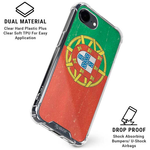Portugal Flag Distressed iPhone 16e Clear Case