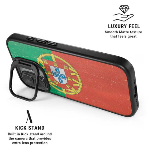 Portugal Flag Distressed iPhone 17 Kickstand Case