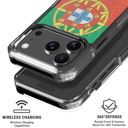 Portugal Flag Distressed iPhone 17 Pro Clear Case