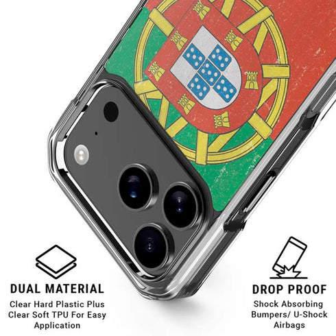Portugal Flag Distressed iPhone 17 Pro Clear Case