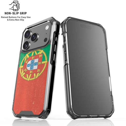 Portugal Flag Distressed iPhone 17 Pro Clear Case