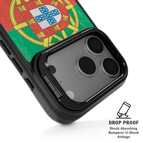 Portugal Flag Distressed iPhone 17 Pro Kickstand Case