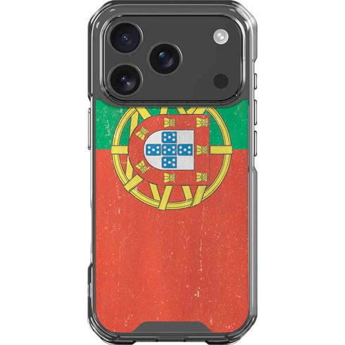 Portugal Flag Distressed iPhone 18 Pro Clear Case