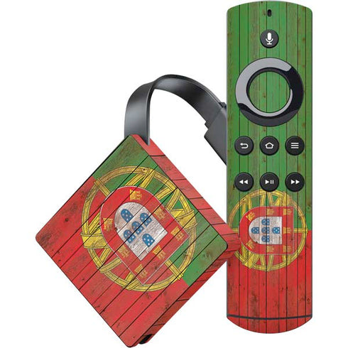 Portuguese Flag Dark Wood Amazon Fire TV Skin