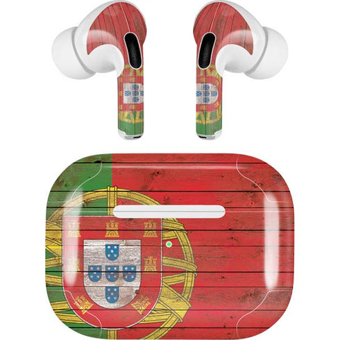 Portuguese Flag Dark Wood AirPods Skins