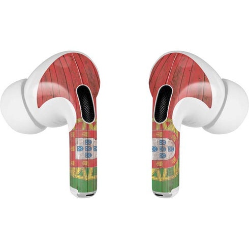 Portuguese Flag Dark Wood AirPods Skins