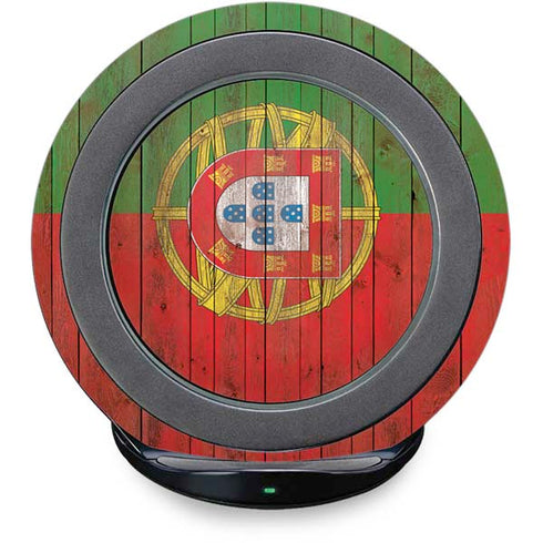 Portuguese Flag Dark Wood Fast Charge Wireless Charging Stand Skin