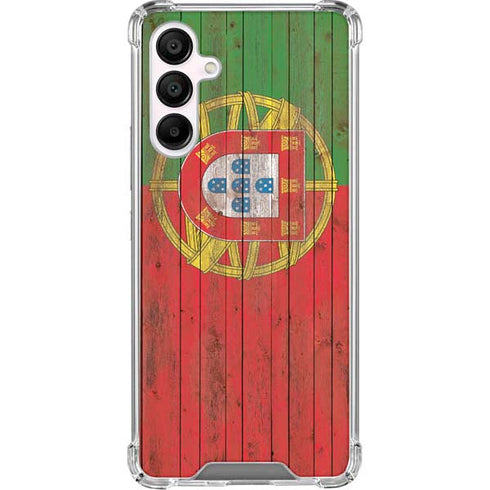 Portuguese Flag Dark Wood Galaxy A16 5G Clear Case