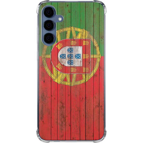 Portuguese Flag Dark Wood Galaxy A35 5G Clear Case