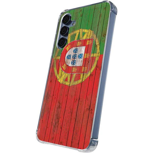 Portuguese Flag Dark Wood Galaxy A35 5G Clear Case