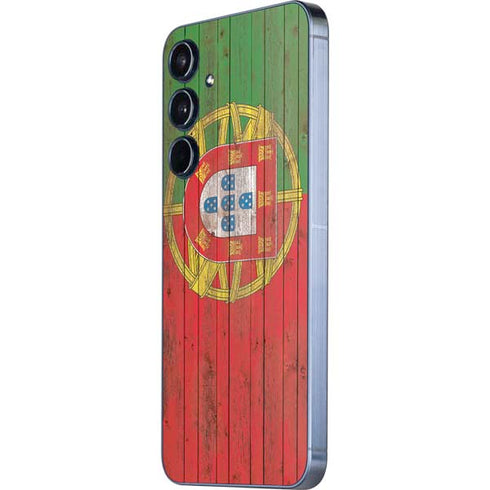 Portuguese Flag Dark Wood Galaxy A35 5G Skin