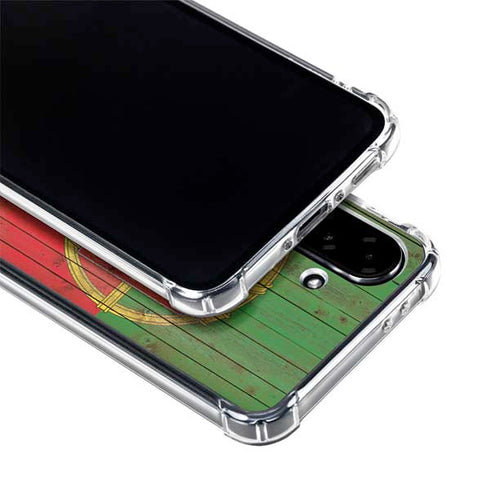 Portuguese Flag Dark Wood Galaxy A36 5G Clear Case