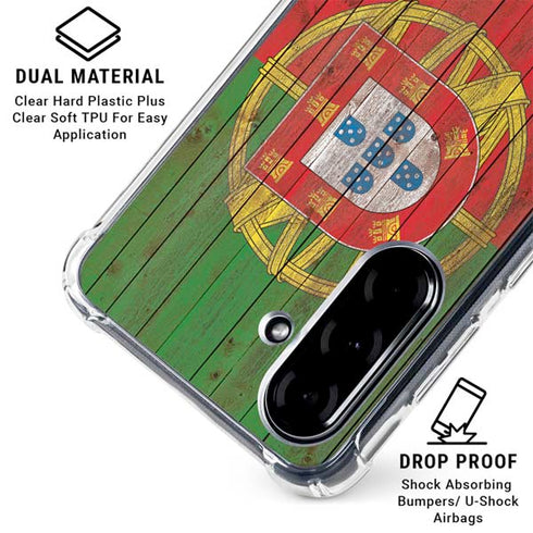 Portuguese Flag Dark Wood Galaxy A36 5G Clear Case