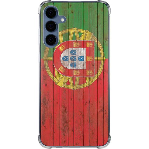 Portuguese Flag Dark Wood Galaxy A55 5G Clear Case