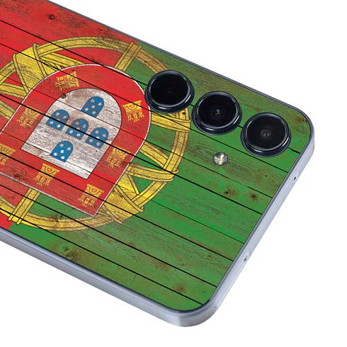 Portuguese Flag Dark Wood Galaxy A55 5G Skin