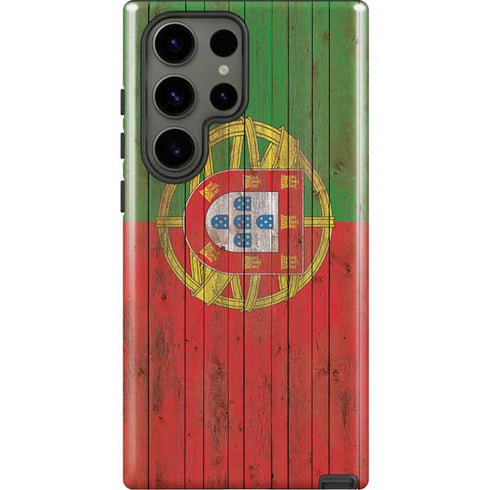 Portuguese Flag Dark Wood Galaxy S23 Ultra Pro Case