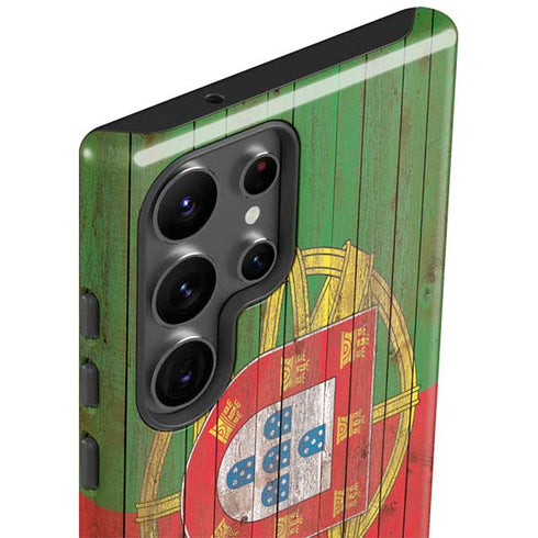 Portuguese Flag Dark Wood Galaxy S23 Ultra Pro Case