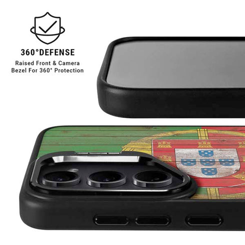 Portuguese Flag Dark Wood Galaxy S25 Kickstand Case