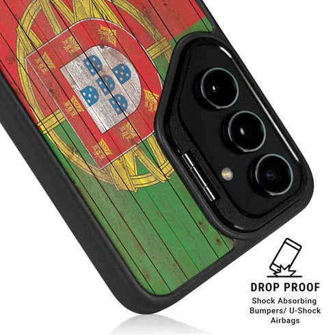 Portuguese Flag Dark Wood Galaxy S25 Kickstand Case