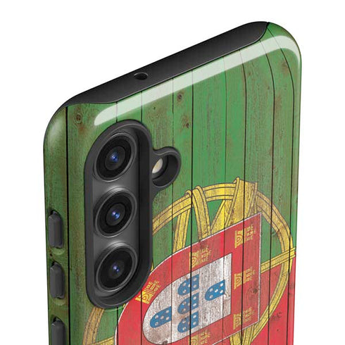 Portuguese Flag Dark Wood Galaxy S25 Plus Impact Case