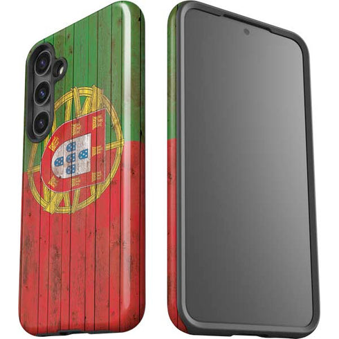 Portuguese Flag Dark Wood Galaxy S25 Plus Impact Case