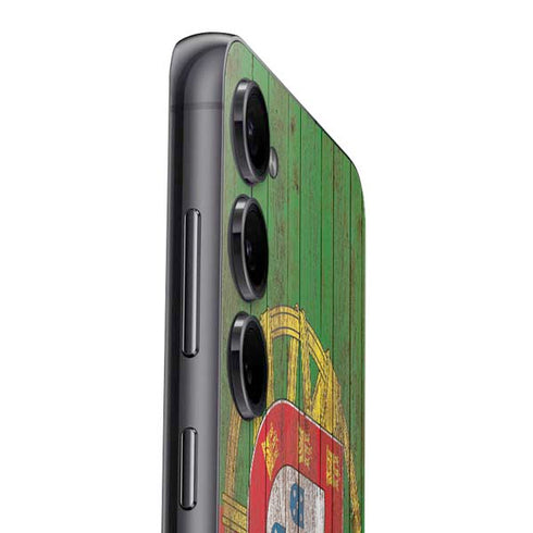 Portuguese Flag Dark Wood Galaxy S25 Plus Skin