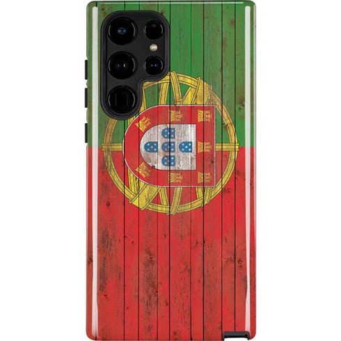 Portuguese Flag Dark Wood Galaxy Cases