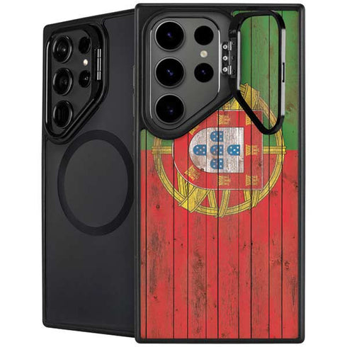 Portuguese Flag Dark Wood Galaxy S24 Ultra Kickstand Case