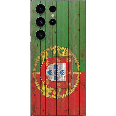 Portuguese Flag Dark Wood Galaxy S24 Ultra Skin