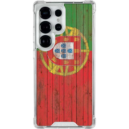 Portuguese Flag Dark Wood Galaxy S25 Ultra Clear Case