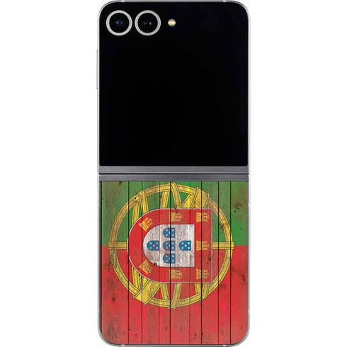 Portuguese Flag Dark Wood Galaxy Z Flip6 Skin