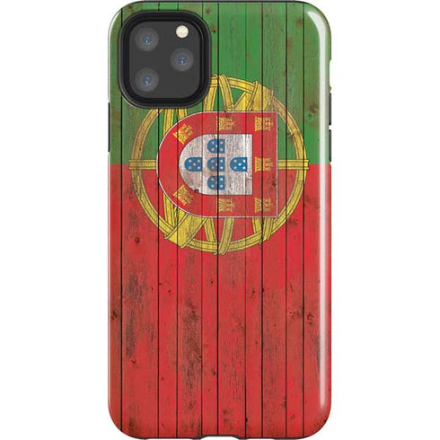Portuguese Flag Dark Wood iPhone Cases