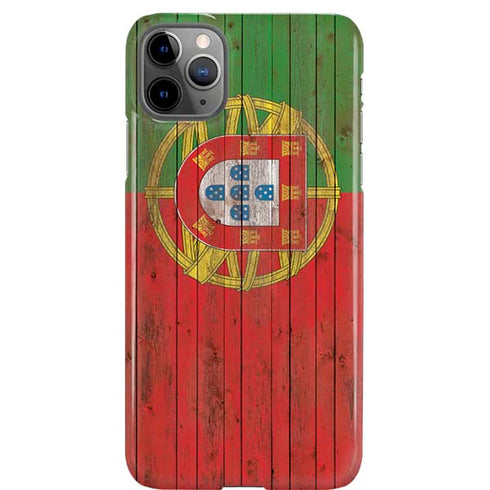 Portuguese Flag Dark Wood iPhone Cases