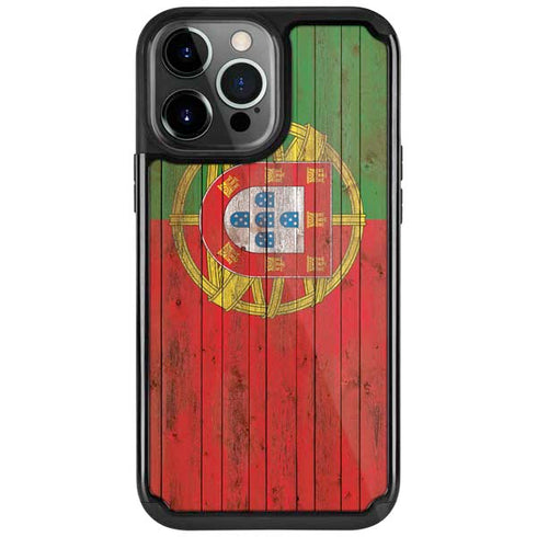 Portuguese Flag Dark Wood iPhone Cases