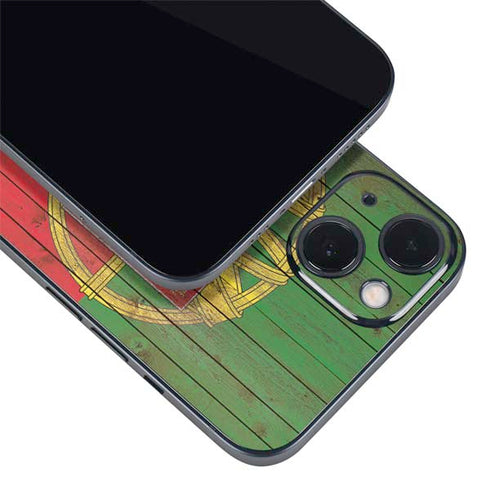Portuguese Flag Dark Wood iPhone Skins