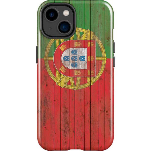 Portuguese Flag Dark Wood iPhone 15 Impact Case