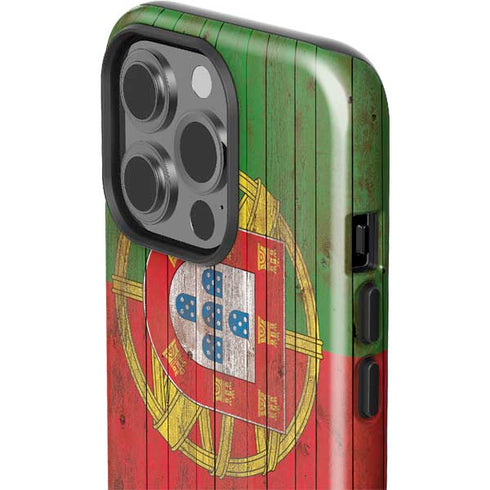 Portuguese Flag Dark Wood iPhone 15 Pro Impact Case