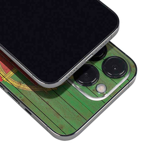 Portuguese Flag Dark Wood iPhone 15 Pro Max Skin