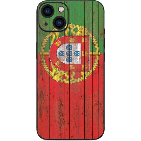 Portuguese Flag Dark Wood iPhone 15 Skin