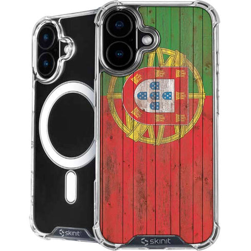 Portuguese Flag Dark Wood iPhone 16 MagSafe Case