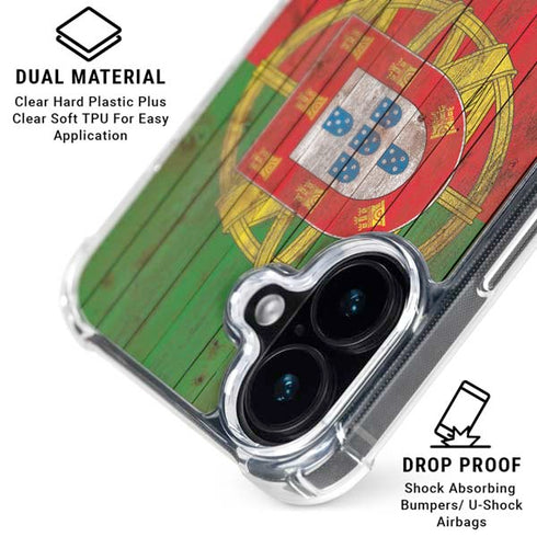 Portuguese Flag Dark Wood iPhone 16 MagSafe Case