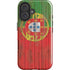 Portuguese Flag Dark Wood iPhone 16 Plus Impact Case