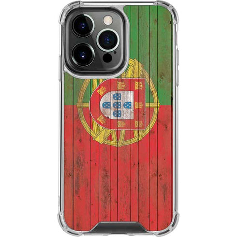 Portuguese Flag Dark Wood iPhone 16 Pro Clear Case