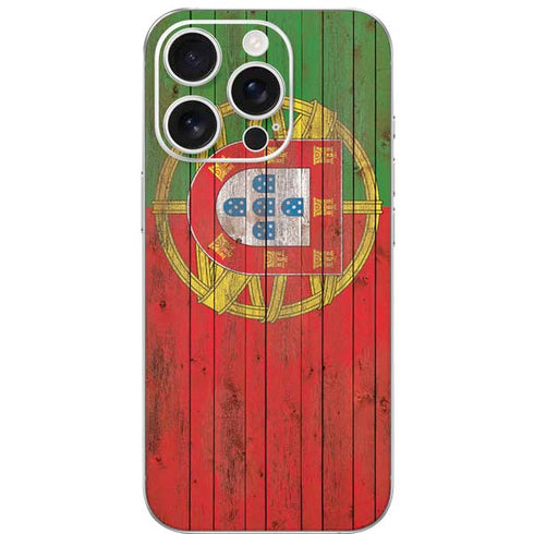Portuguese Flag Dark Wood iPhone 16 Pro Skin